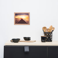 Surreal Wooden Pier at Sunset Framed Wall Art Print