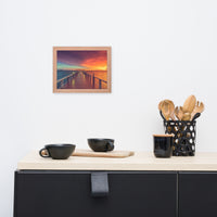 Surreal Wooden Pier At Sunset with Intrigued Effect Framed Wall Art Prints