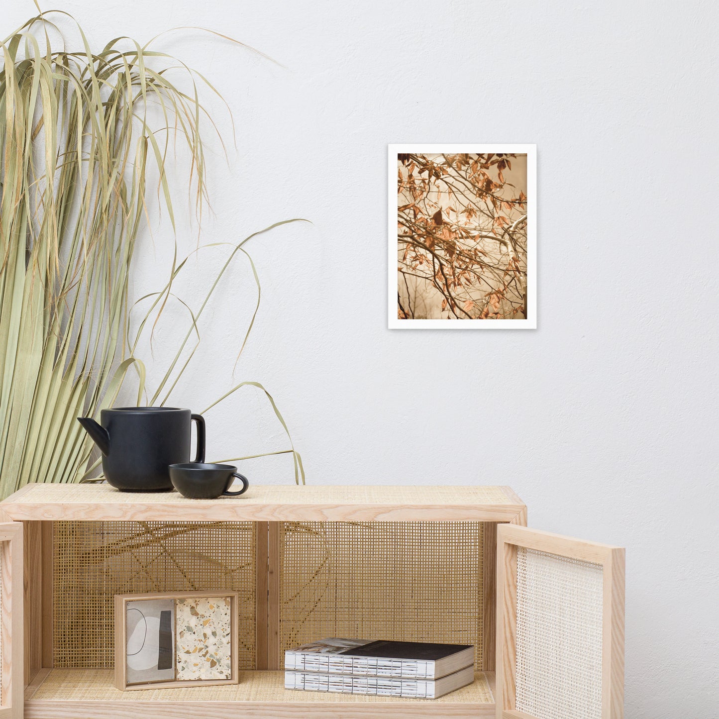 Wall Art For Entry Hall: Aged Winter Leaves Botanical / Nature Photo Framed Wall Art Print - Artwork - Farmhouse Style Wall Decor