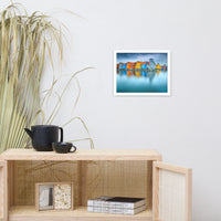 Blue Morning at Waters Edge Landscape Framed Photo Paper Wall Art Prints
