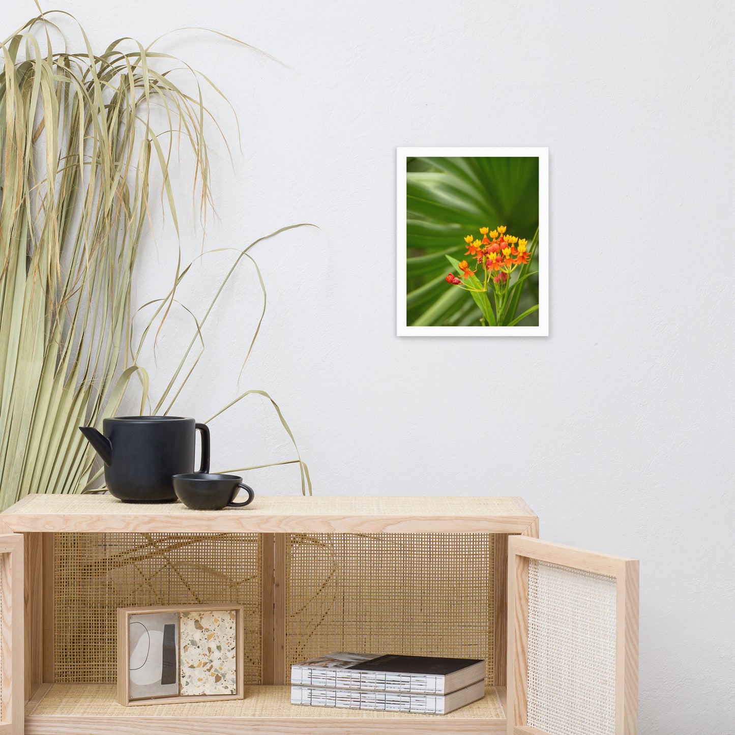 Bloodflowers and Palm Color Floral Nature Photo Framed Wall Art Print