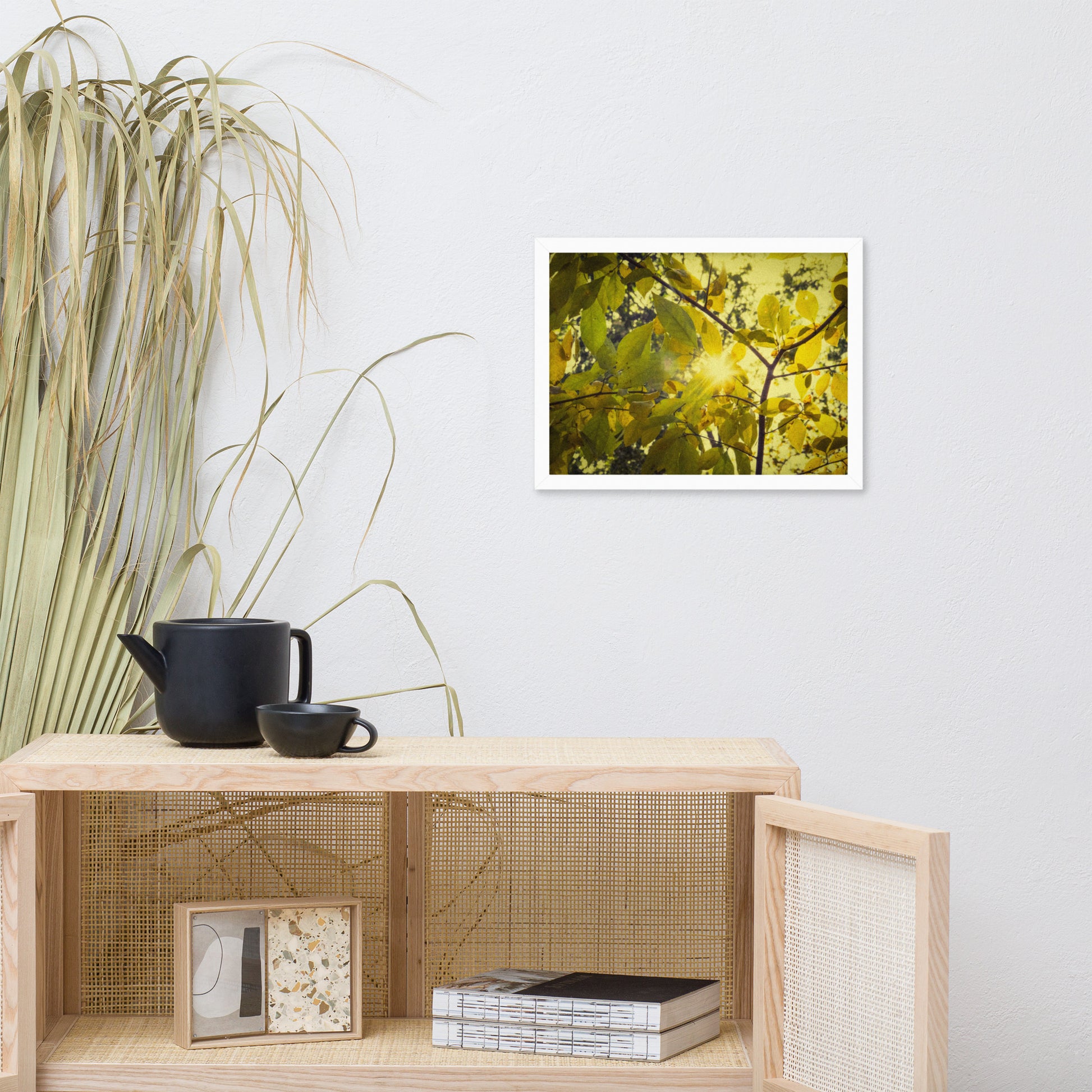 Hallway Framed Pictures: Aged Golden Leaves Abstract / Country Farmhouse Style / Botanical / Nature Photo Framed Wall Art Print - Artwork - Home Decor