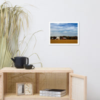Red Barn in Golden Field Rural Landscape Framed Photo Paper Wall Art Prints