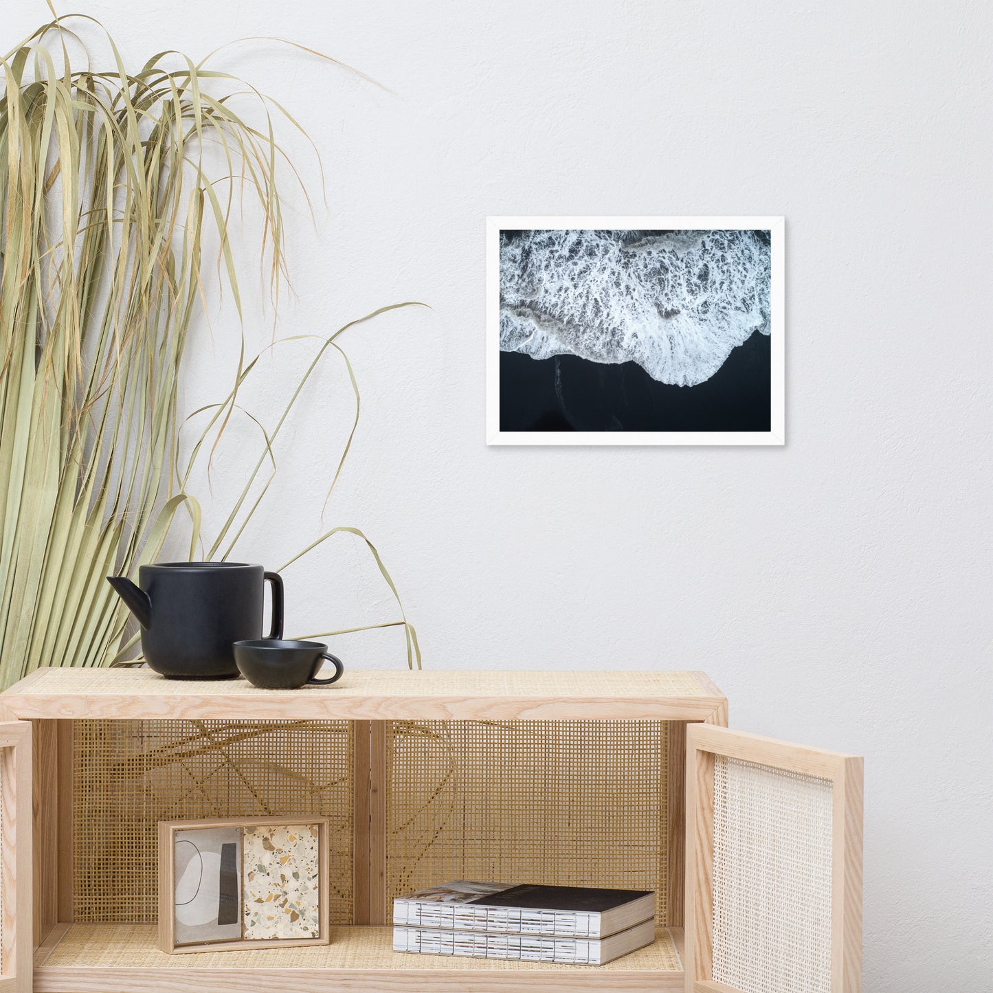 White Waters and Black Sand Coastal Landscape Framed Photo Paper Wall Art Prints