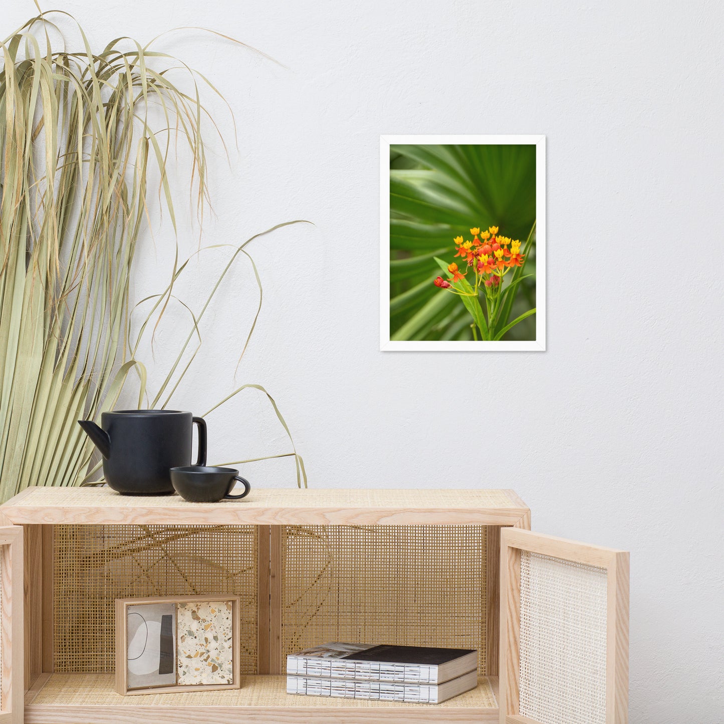 Bloodflowers and Palm Color Floral Nature Photo Framed Wall Art Print