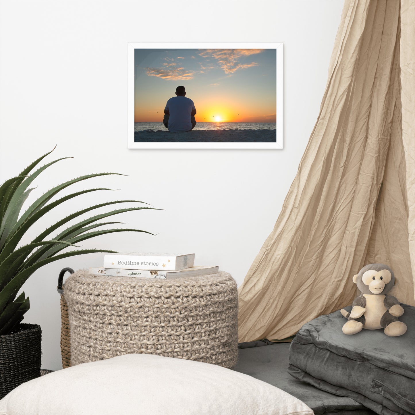 Reflections of The Day Coastal Sunset Landscape Photo Framed Wall Art Print