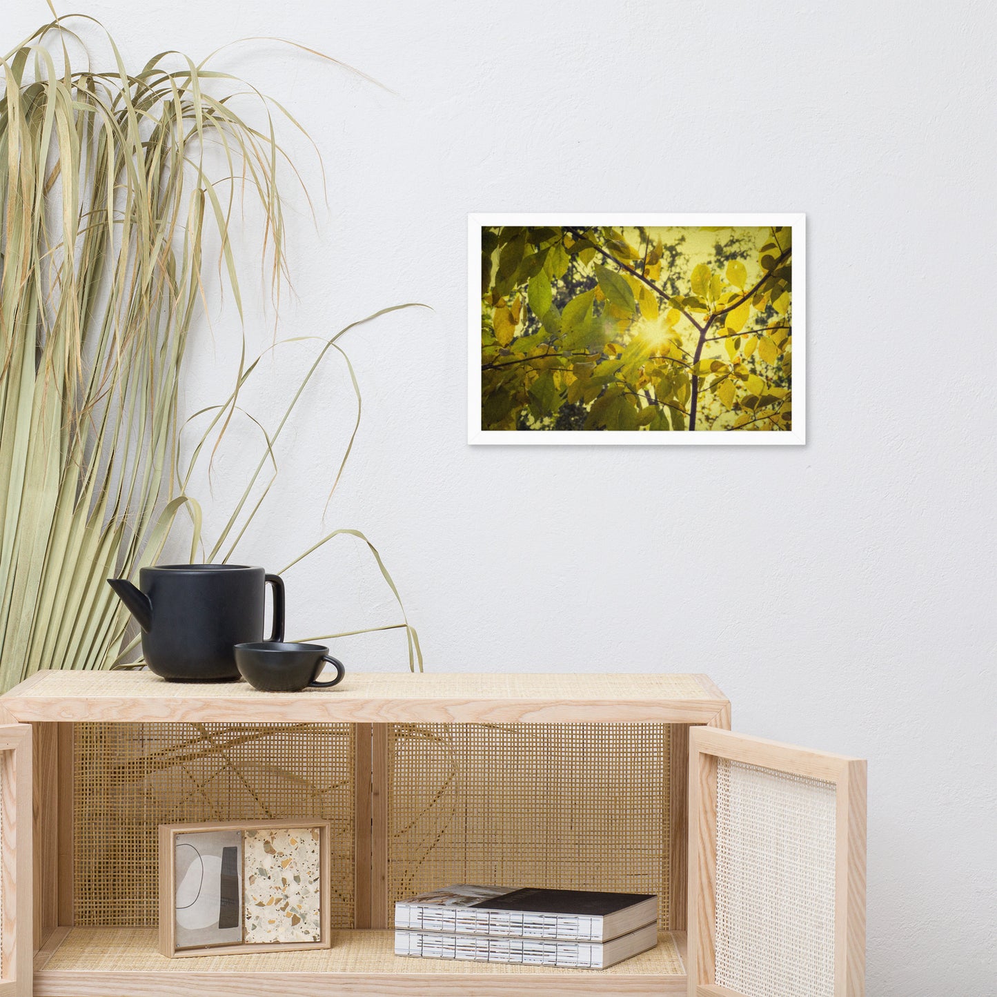 Hallway Framed Art: Aged Golden Leaves Abstract / Country Farmhouse Style / Botanical / Nature Photo Framed Wall Art Print - Artwork - Home Decor