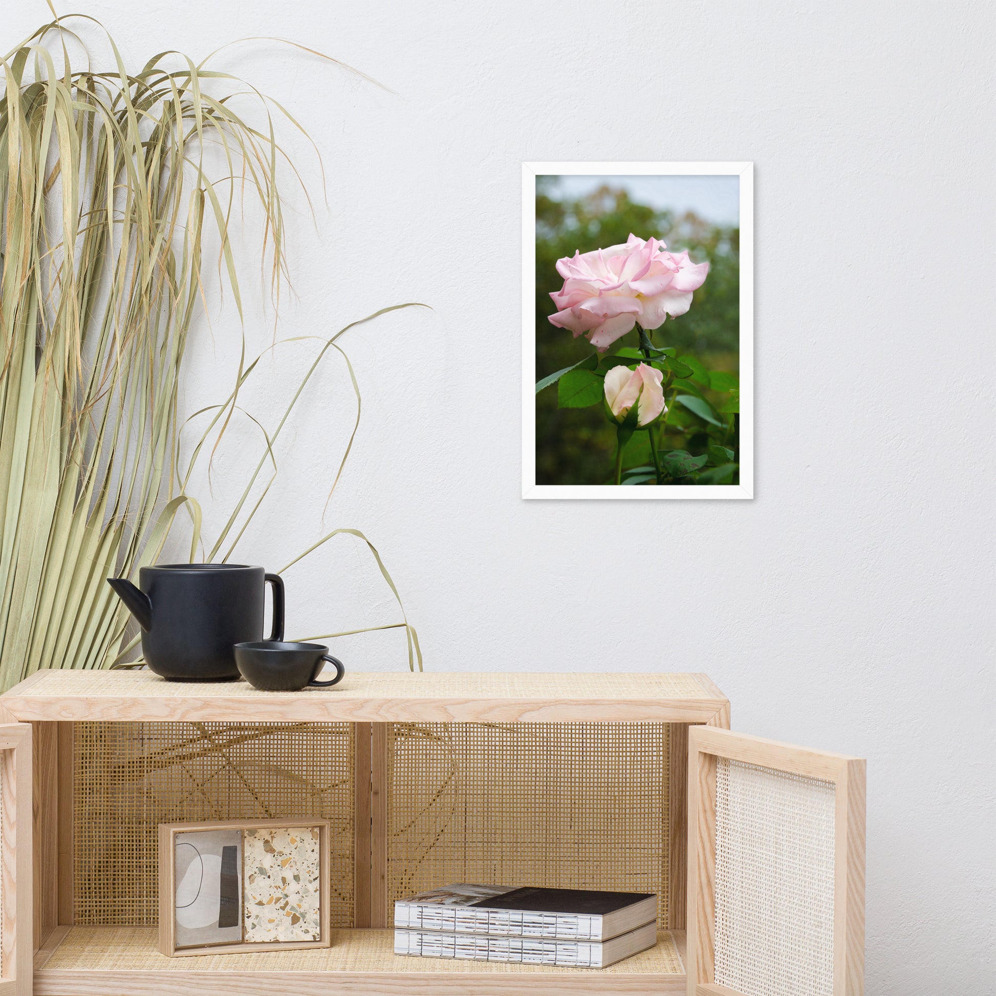 Framed Floral Art Prints: Admiration - Pink Rose Floral / Botanical / Nature Photo Framed Wall Art Print - Artwork - Wall Decor - Home Decor