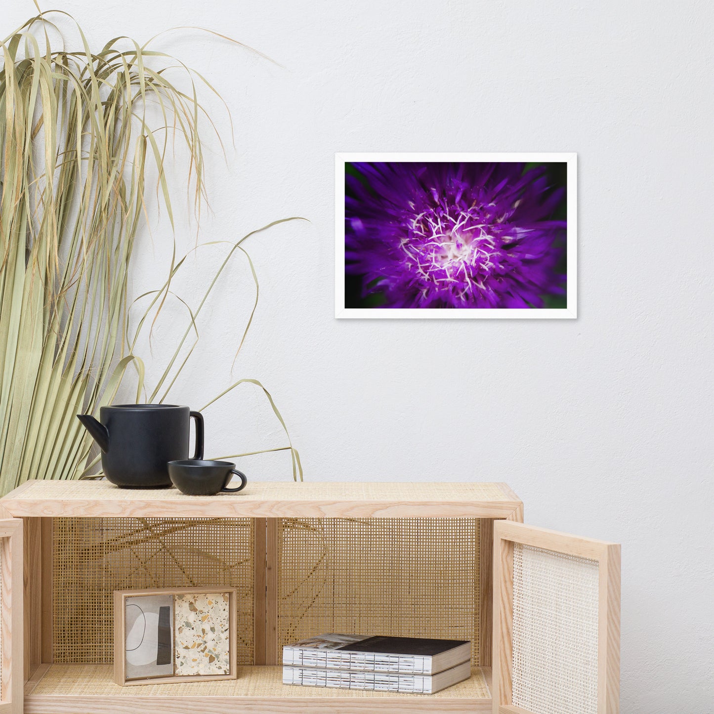 Modern Abstract Living Room: Purple Abstract Flower - Botanical / Floral / Flora / Flowers / Nature Photograph Framed Wall Art Print - Artwork - Wall Decor