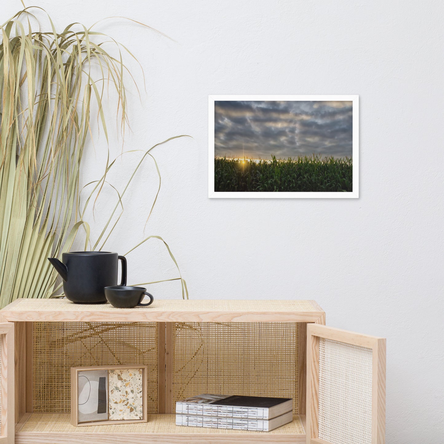 Rows of Corn Rural Landscape Framed Photo Paper Wall Art Prints