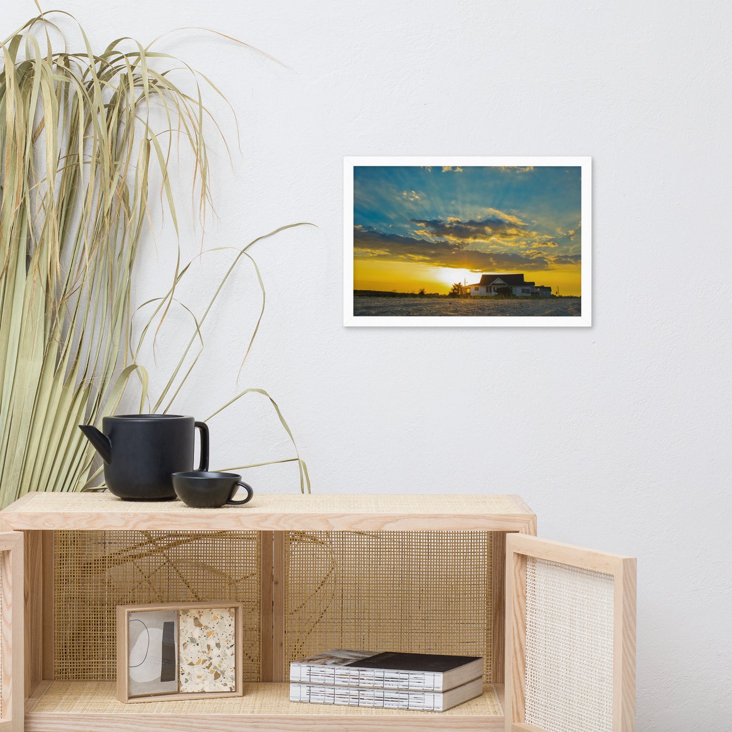 Sunset at Bowers Beach Coastal Landscape Framed Photo Paper Wall Art Prints