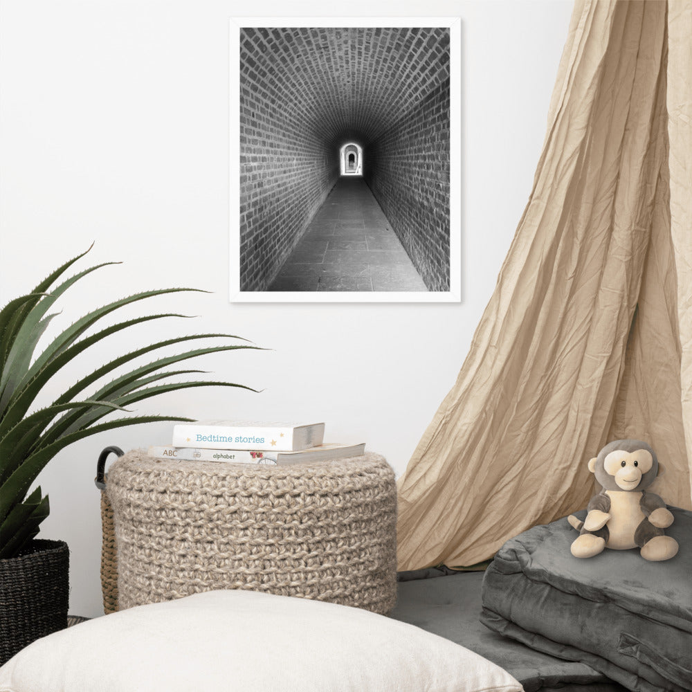 Industrial Wall Decor Amazon: Fort Clinch Tunnel Black and White Photo Framed Wall Art Print