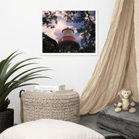 Beach Themed Framed Art: Saint Augustine Lighthouse and Tree Branches Urban Building Photograph Framed Wall Art Prints