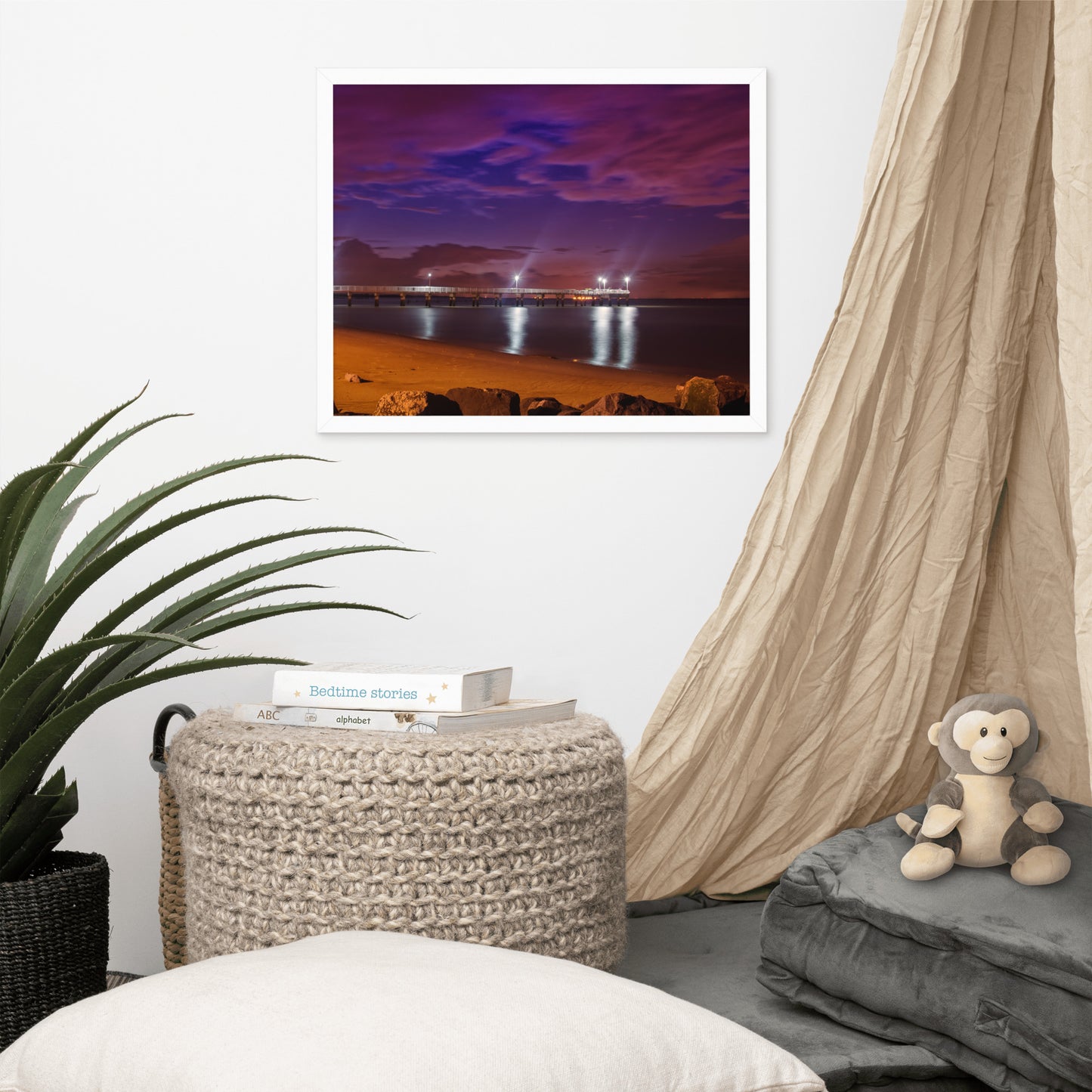 The Pier At Woodland Beach Urban Landscape Photo Framed Wall Art Print