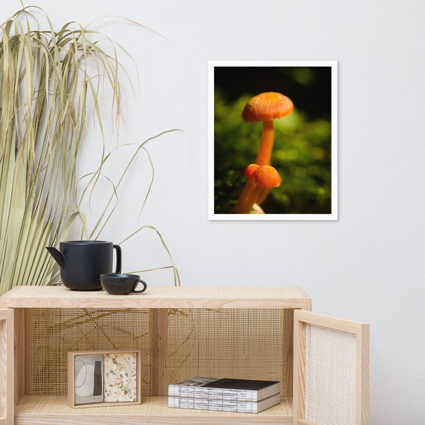 Button Top Mushrooms Botanical Nature Photo Framed Wall Art Print