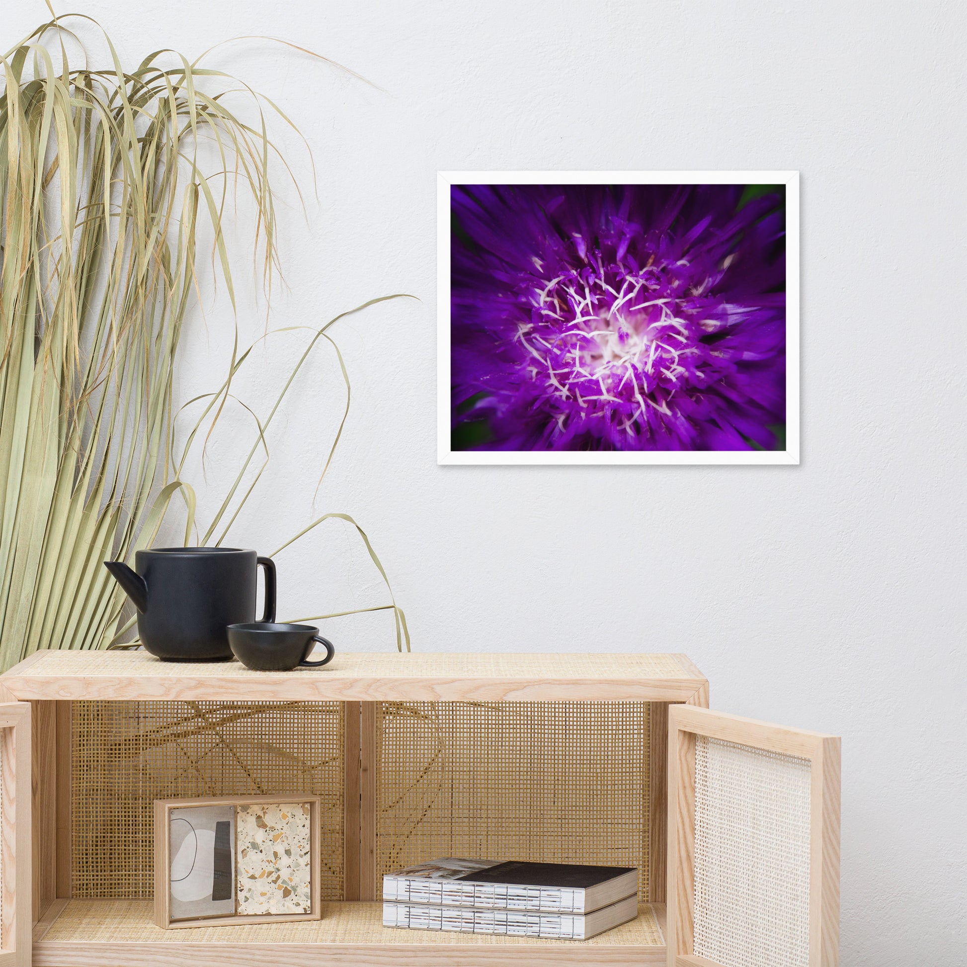 Contemporary Prints For Living Room: Purple Abstract Flower - Botanical / Floral / Flora / Flowers / Nature Photograph Framed Wall Art Print - Artwork - Wall Decor