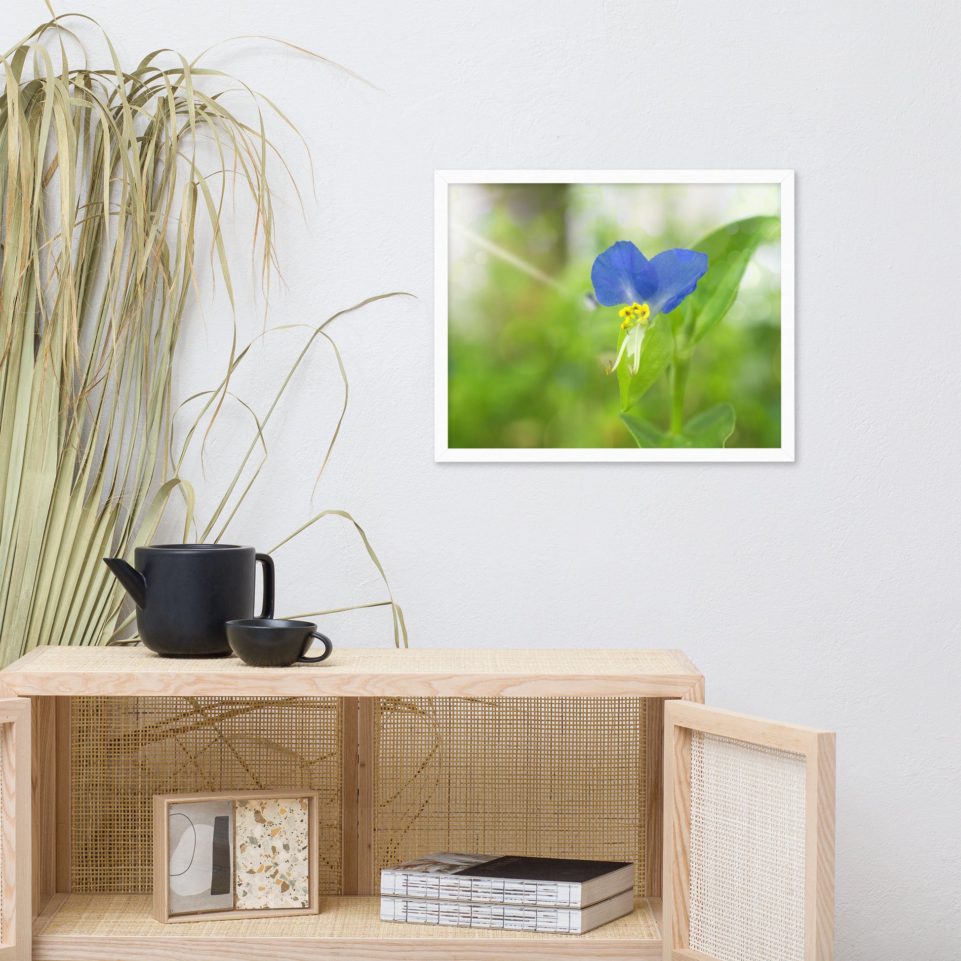 Blue Artwork For Kitchen: Asiatic Dayflower - Floral / Botanical / Nature Photo Framed Wall Art Print - Artwork - Modern Wall Decor