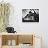 Cedar Point Lighthouse in Black and White Framed Photo Paper Wall Art Prints
