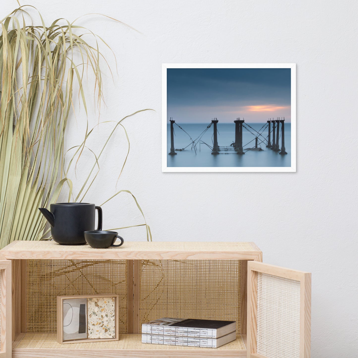 Cloudy Sunrise at Port Mahon Lighthouse Ruins Framed Photo Paper Wall Art Prints