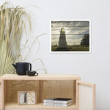 Faux Rustic Reclaimed Wood Turkey Point Lighthouse Framed Photo Paper Wall Art Prints