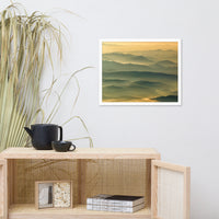 Foggy Mountain Layers at Sunset Landscape Framed Photo Paper Wall Art Prints