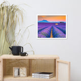 Blooming Lavender Field and Sunset Floral Landscape Framed Photo Paper Wall Art Prints
