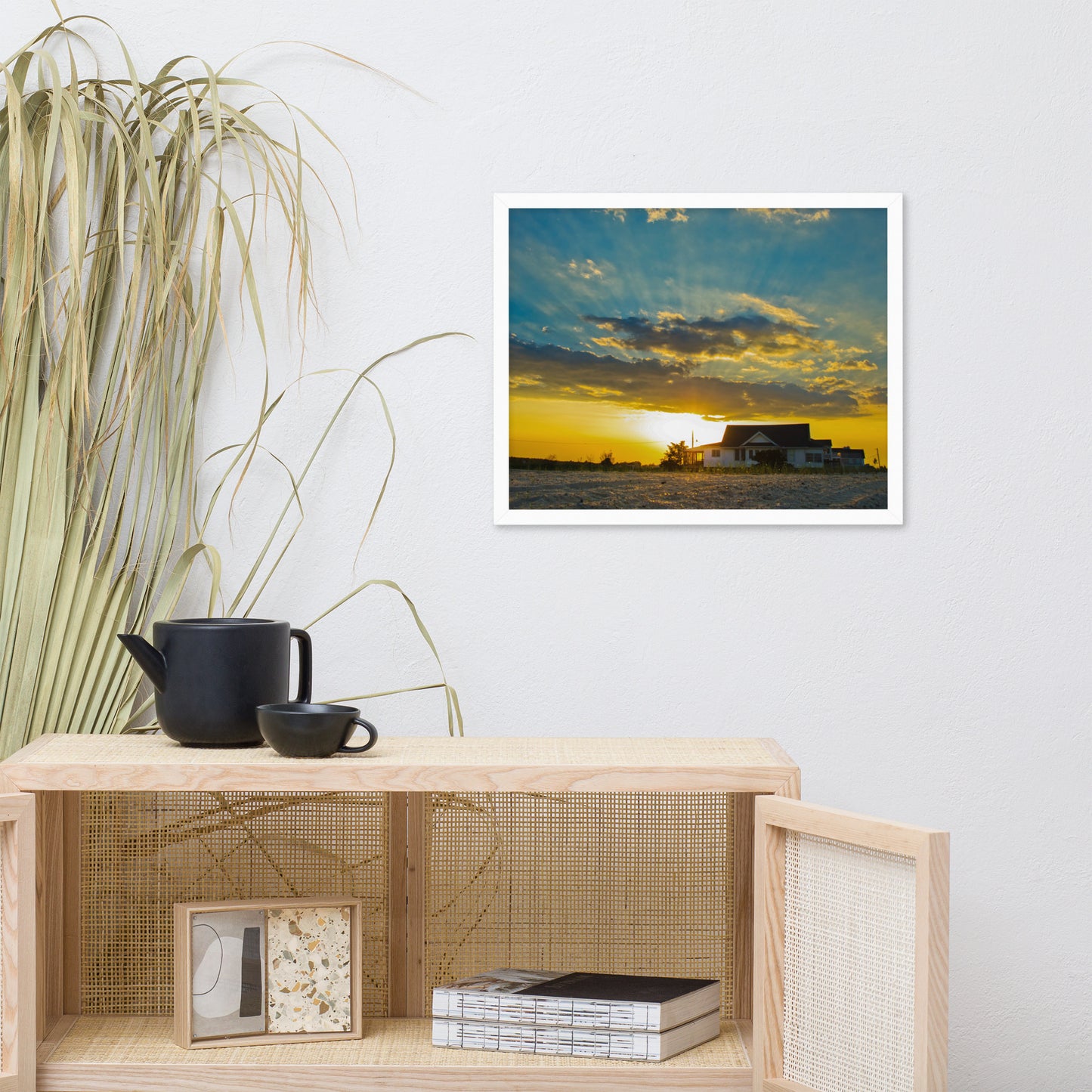 Sunset at Bowers Beach Coastal Landscape Framed Photo Paper Wall Art Prints