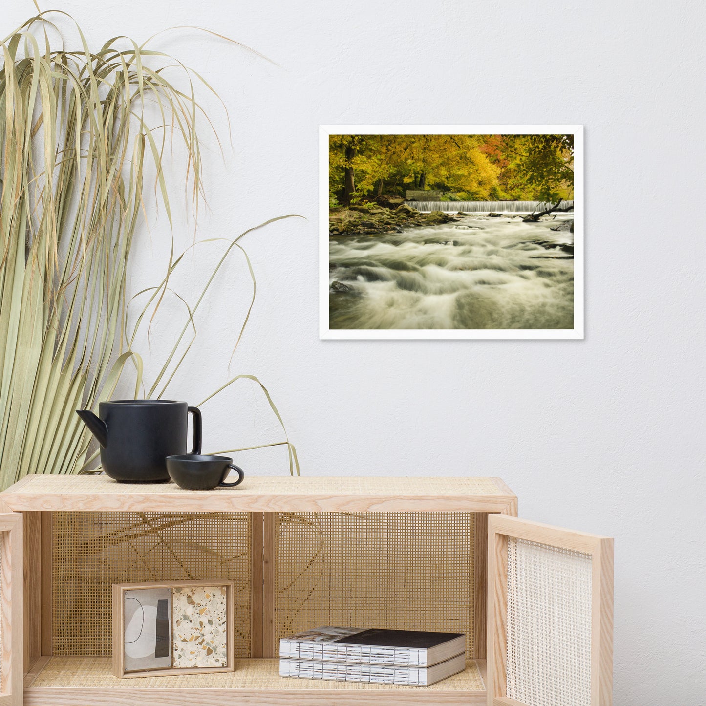 Waterfalls in the Autumn Foliage Landscape Framed Photo Paper Wall Art Prints