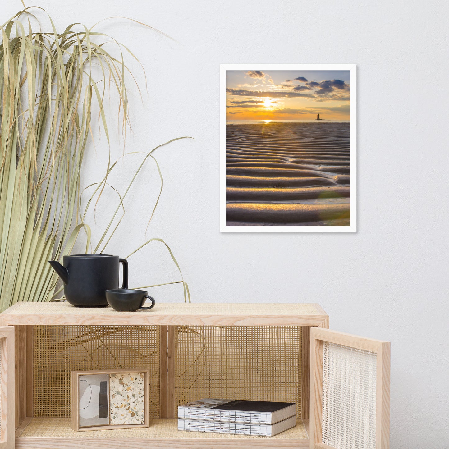 Sandbars and Sunset Coastal Landscape Framed Photo Paper Wall Art Prints