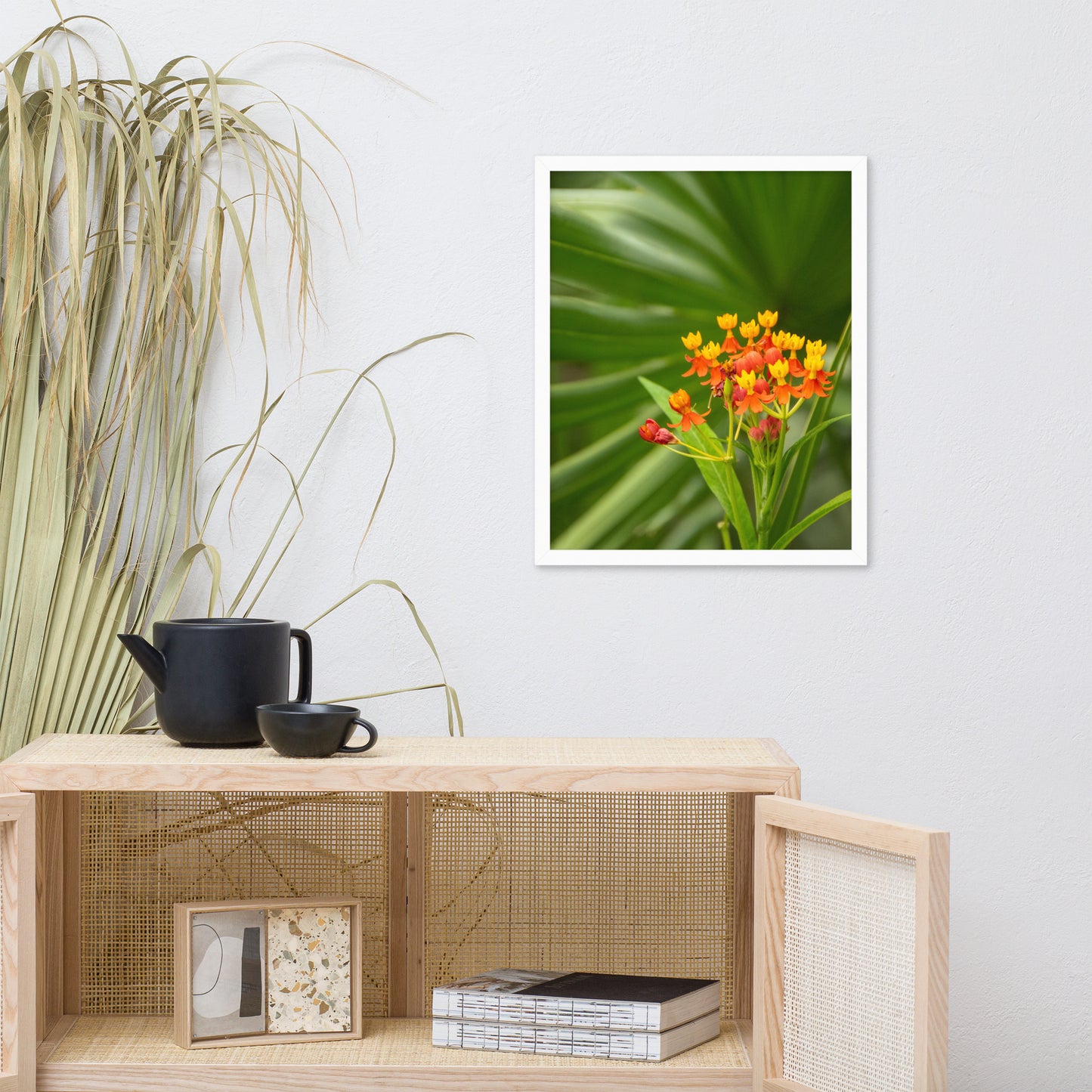 Bloodflowers and Palm Color Floral Nature Photo Framed Wall Art Print