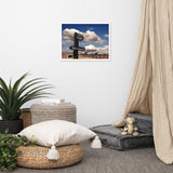 Industrial Living Room Wall Decor: Path Sign and Fort Clinch Urban Landscape Photo Framed Wall Art Print