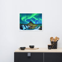 Winter Mountain Northern Lights Framed Wall Art Print