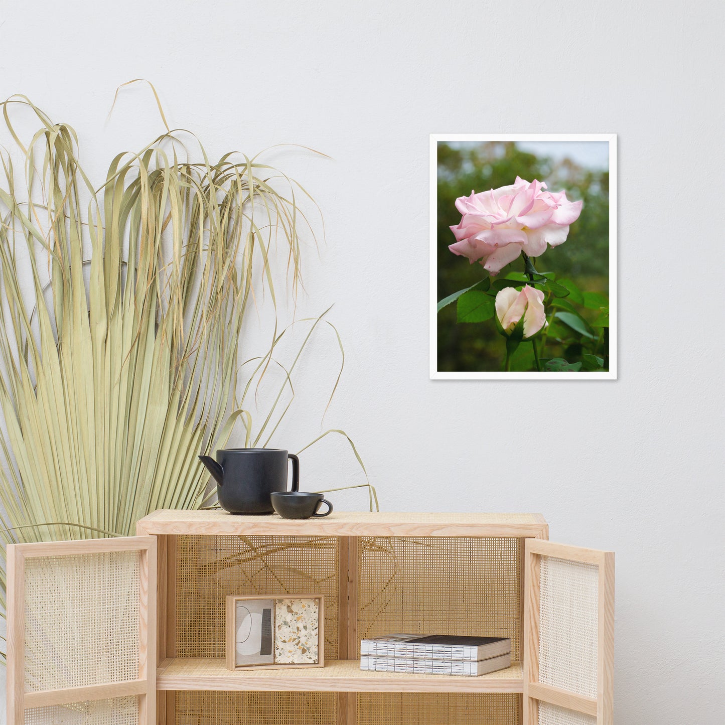 Framed Floral Pictures: Admiration - Pink Rose Floral / Botanical / Nature Photo Framed Wall Art Print - Artwork - Wall Decor - Home Decor
