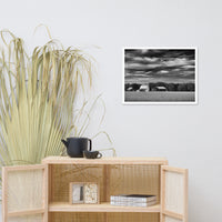 Barn in Field Black and White Framed Photo Paper Wall Art Prints