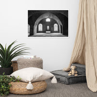 Large Industrial Wall Decor: Fort Clinch Bunker Room Black and White 2 Architecture Photo Framed Wall Art Print