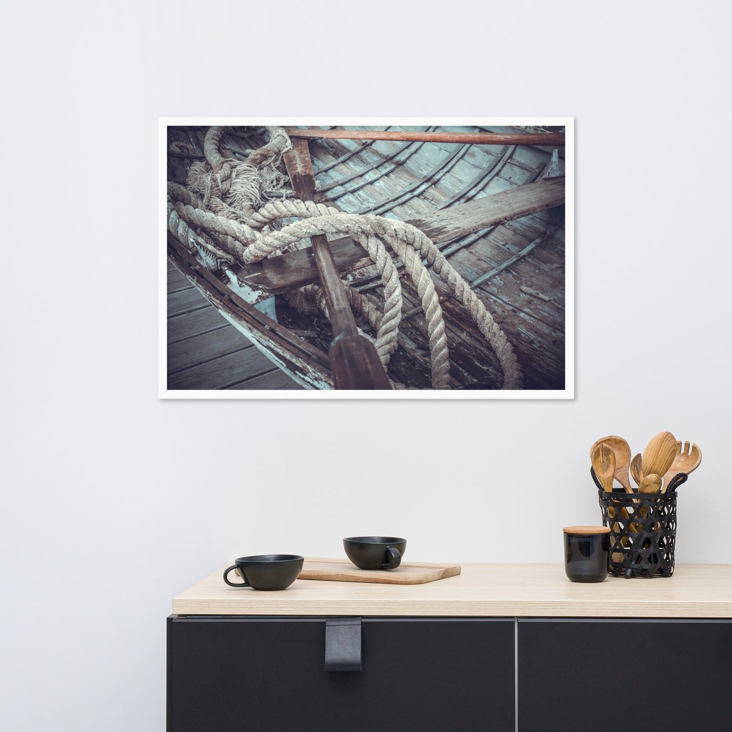 Vintage Boat Oars and Ropes Nautical Framed Wall Art Prints