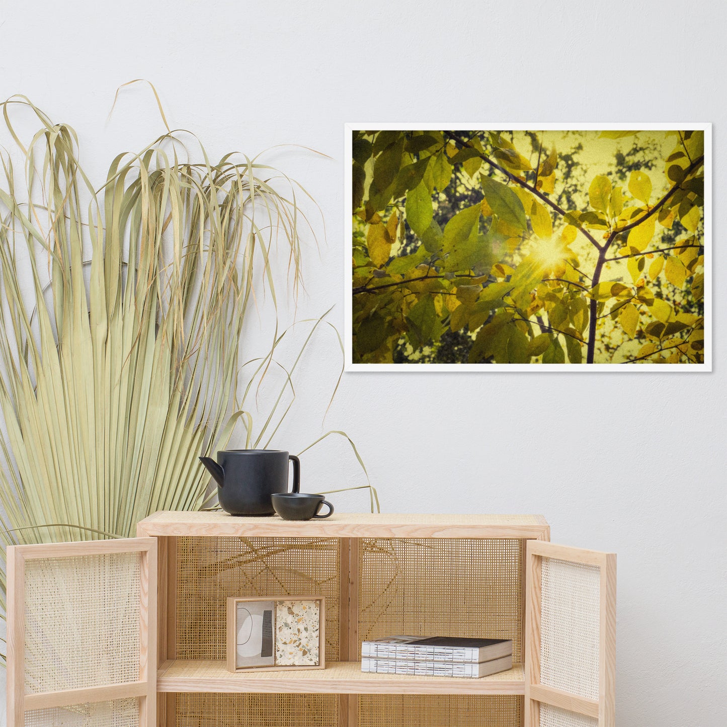 Wall Art Ideas For Hallway: Aged Golden Leaves Abstract / Country Farmhouse Style / Botanical / Nature Photo Framed Wall Art Print - Artwork - Home Decor