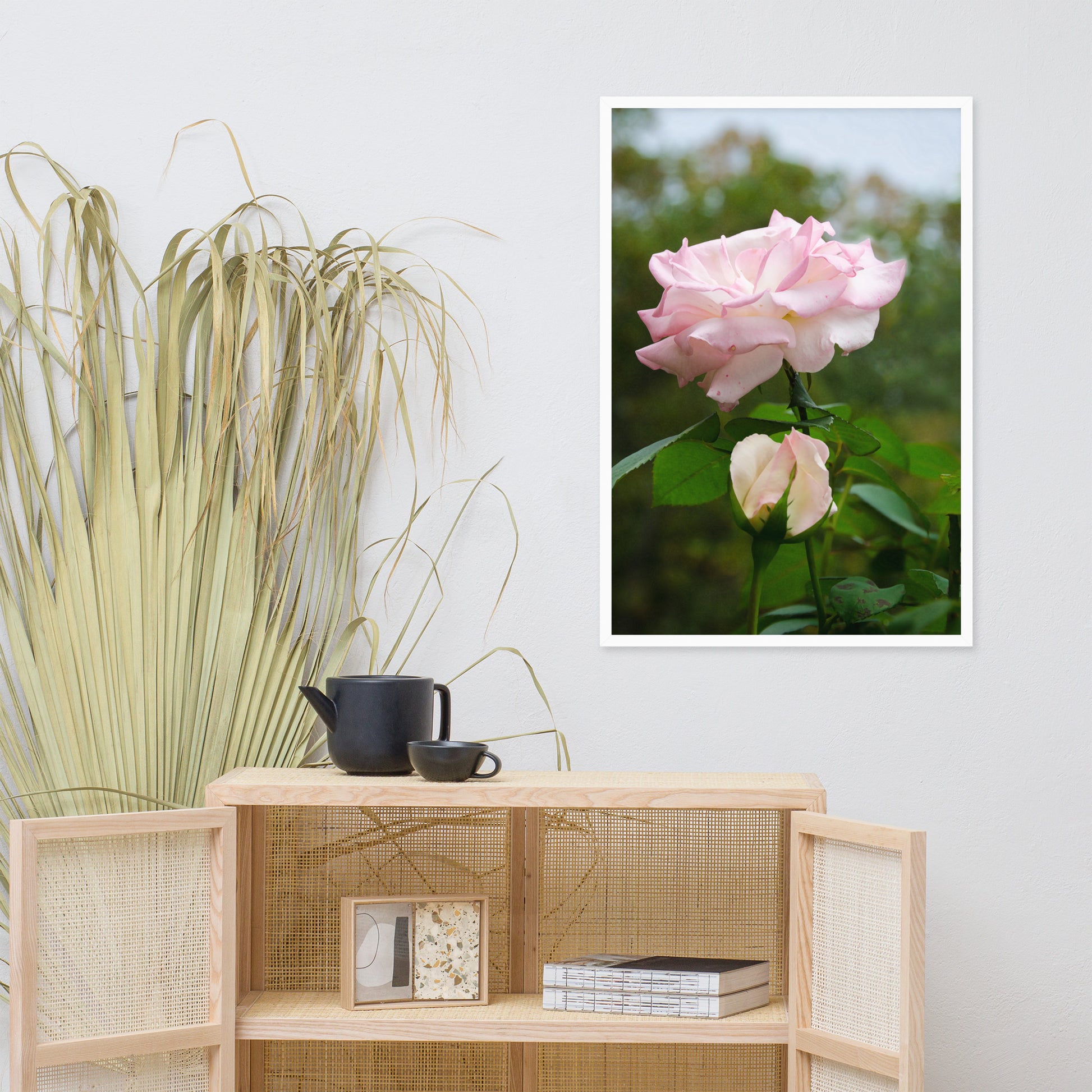 Framed Floral Prints: Admiration - Pink Rose Floral / Botanical / Nature Photo Framed Wall Art Print - Artwork - Wall Decor - Home Decor
