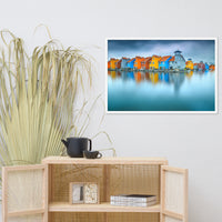 Blue Morning at Waters Edge Landscape Framed Photo Paper Wall Art Prints
