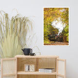 Steam Train with Autumn Foliage Rural Landscape Framed Photo Paper Wall Art Prints