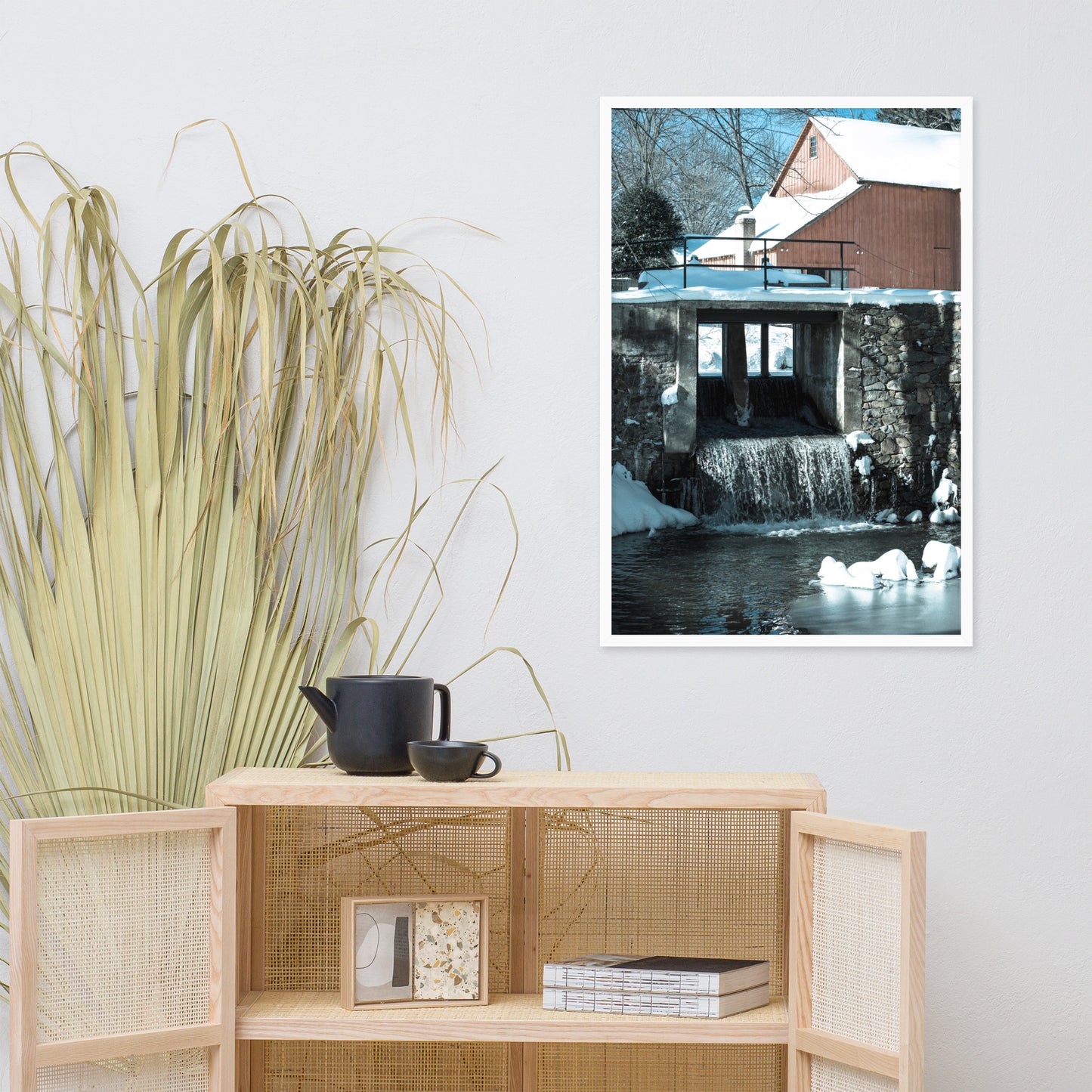 Winter Mill Rural Landscape Framed Photo Paper Wall Art Prints