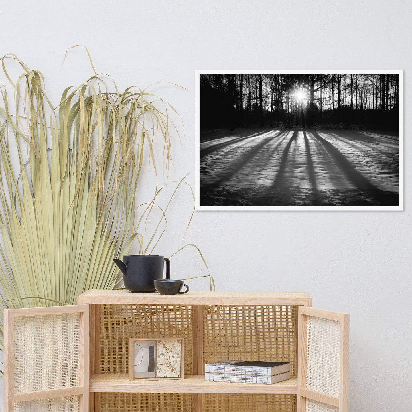 Winter Shadows from the Trees Black & White Framed Photo Paper Wall Art Prints