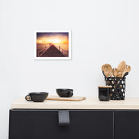Surreal Wooden Pier at Sunset Framed Wall Art Print