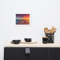 Surreal Wooden Pier At Sunset with Intrigued Effect Framed Wall Art Prints