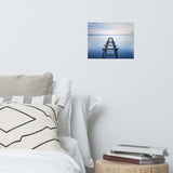 Soft Blue Lake and Abandoned Pier Landscape Photo Loose Wall Art Prints