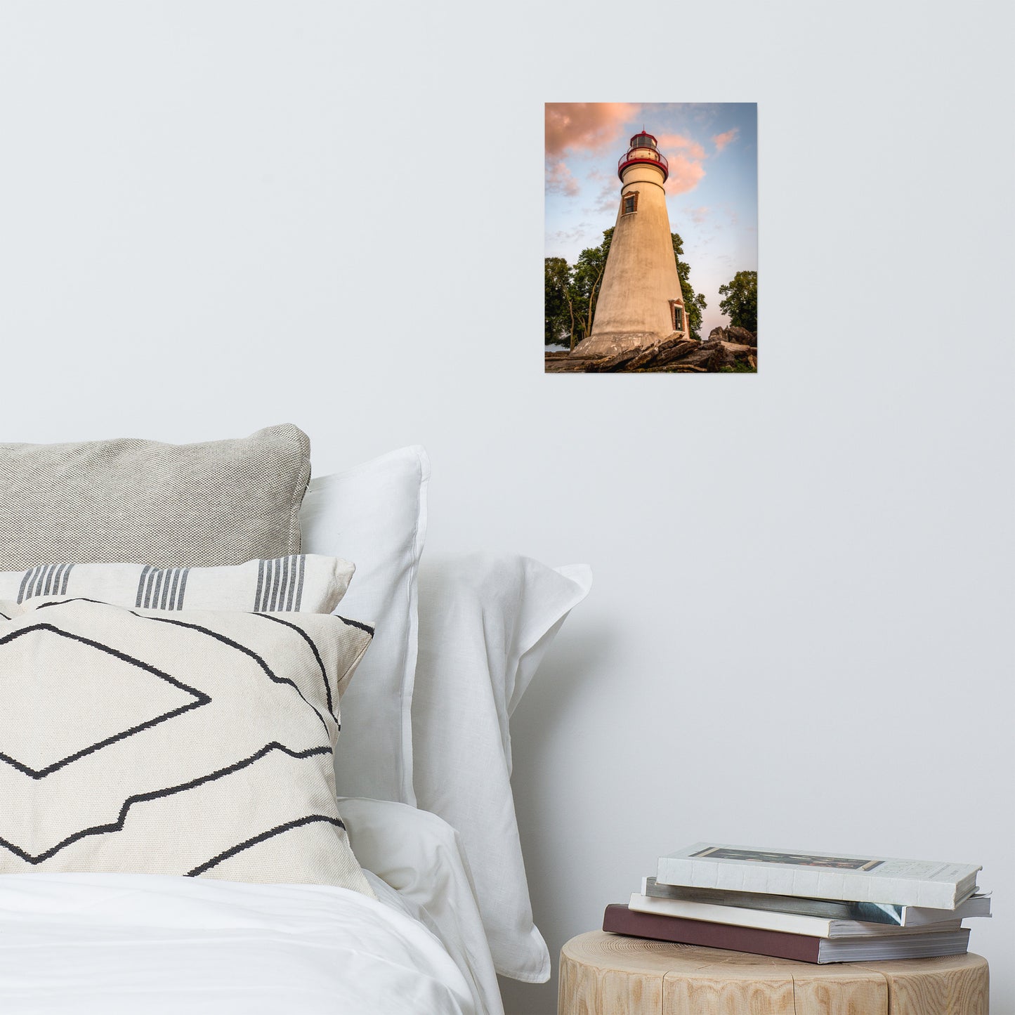 Marblehead Lighthouse at Sunset From the Shore Landscape Photo Loose Wall Art Print