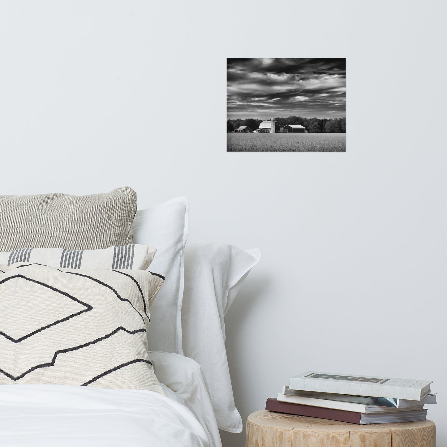 Barn in Field Black and White Landscape Photo Loose Wall Art Prints