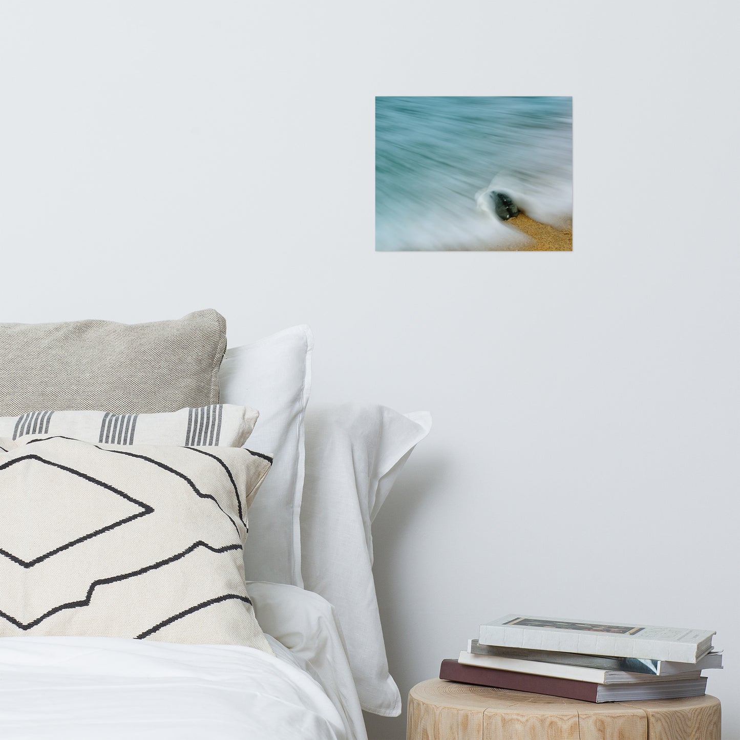 Whelk Seashell and Misty Wave Coastal Nature Photo Loose Unframed Wall Art Prints