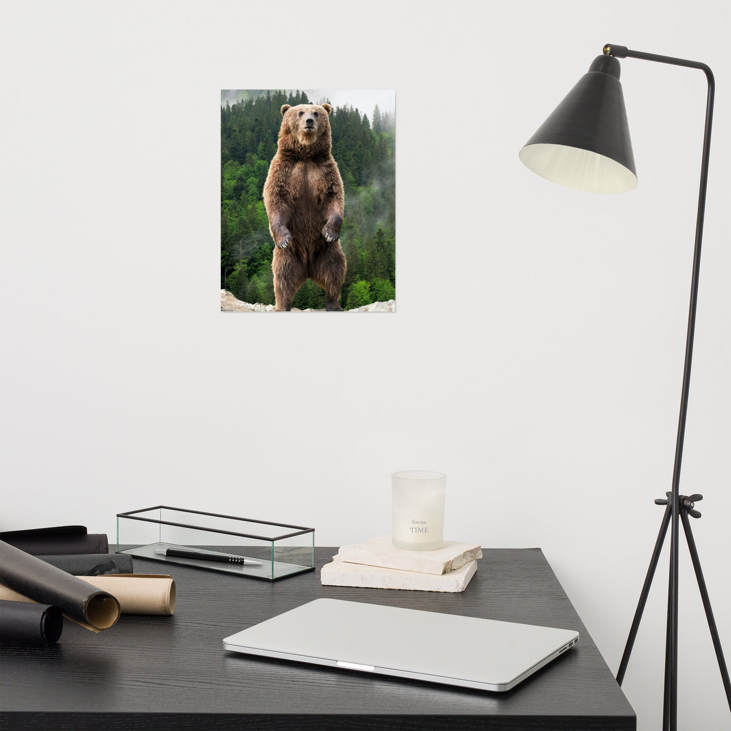 Big Standing Brown Bear on Mountain Top Loose Wall Art Print