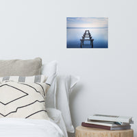 Soft Blue Lake and Abandoned Pier Landscape Photo Loose Wall Art Prints